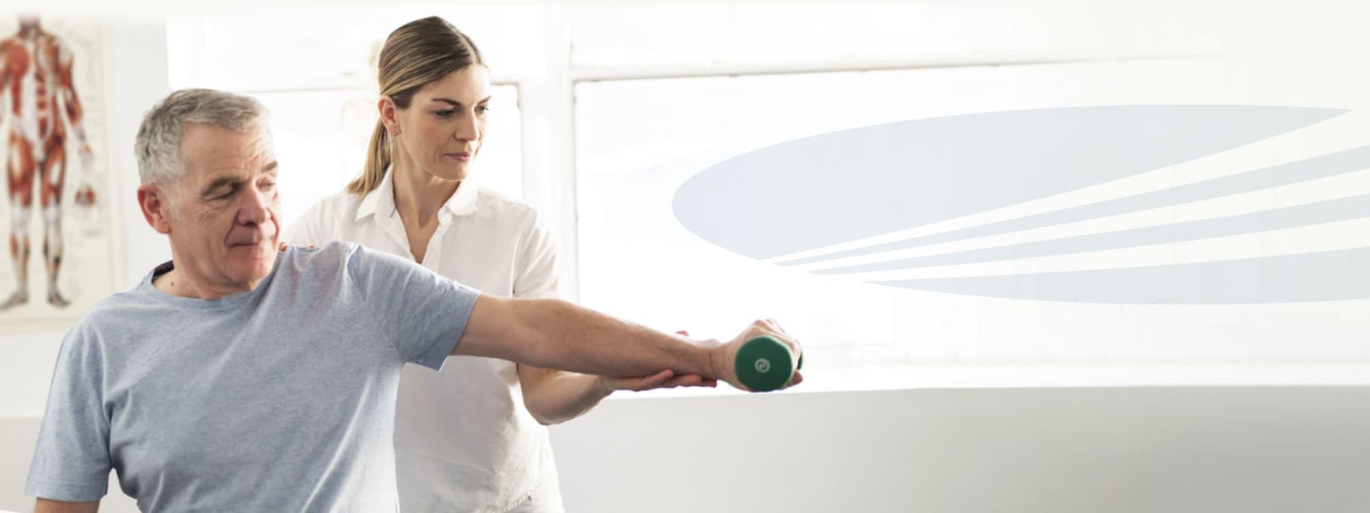 therapist helping male patient